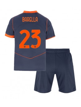 Billige Inter Milan Nicolo Barella #23 Tredjedraktsett Barn 2025-26 Kortermet (+ Korte bukser)